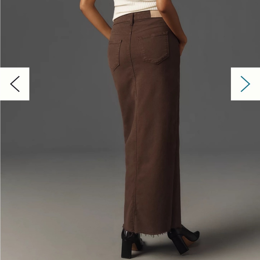 PAIGE Dark Brown Denim Skirt Size 23 - Picture 2 of 9